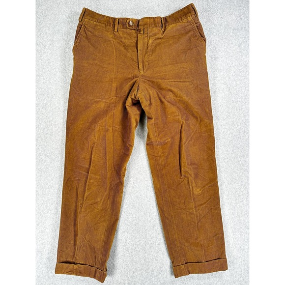 Peter Elliot Dress Pants Mens 38x29 Brown Corduroy Pleated Cuffed USA Made